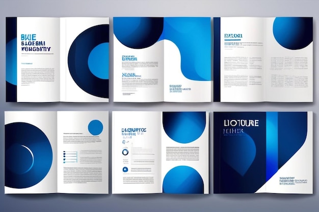 Conjunto vectorial de diseño geométrico de cartera Círculo de gradiente gráfico líquido azul abstracto