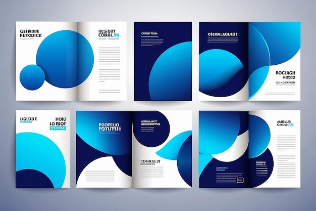 Conjunto vectorial de diseño geométrico de cartera Círculo de gradiente gráfico líquido azul abstracto