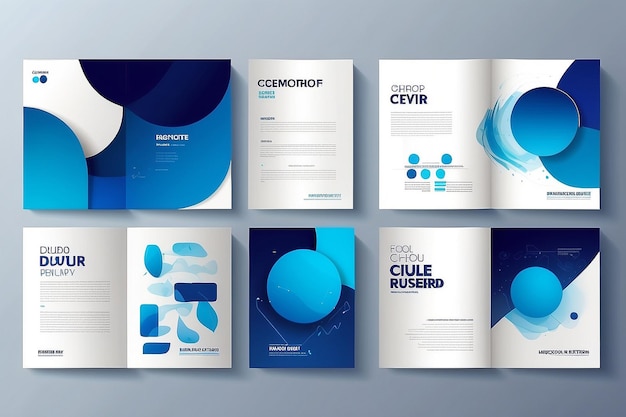 Conjunto vectorial de diseño geométrico de cartera Círculo de gradiente gráfico líquido azul abstracto