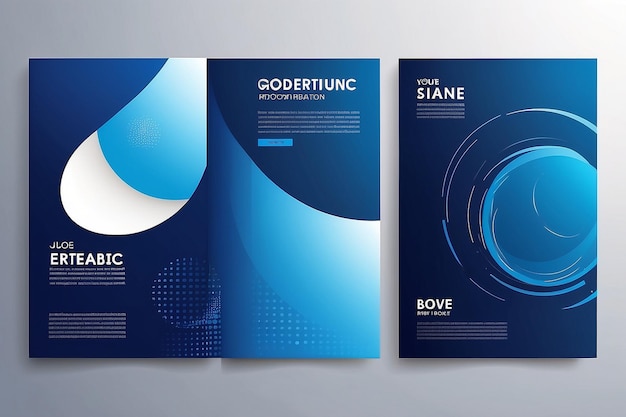 Conjunto vectorial de diseño geométrico de cartera Gradiente gráfico líquido azul abstracto