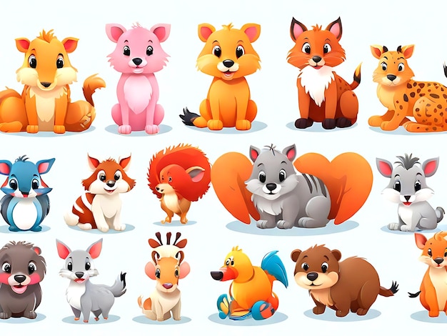 Foto conjunto vectorial gratuito de imágenes de animales antropomórficos generadas por ia