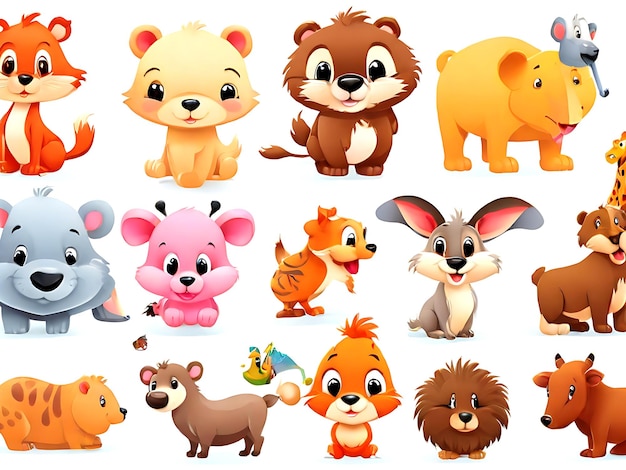 Conjunto vectorial gratuito de imágenes de animales antropomórficos generadas por IA