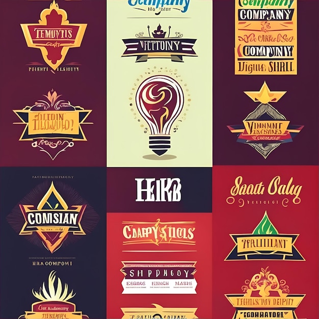 Conjunto vectorial de ideas de diseño de logotipos de empresas creativas