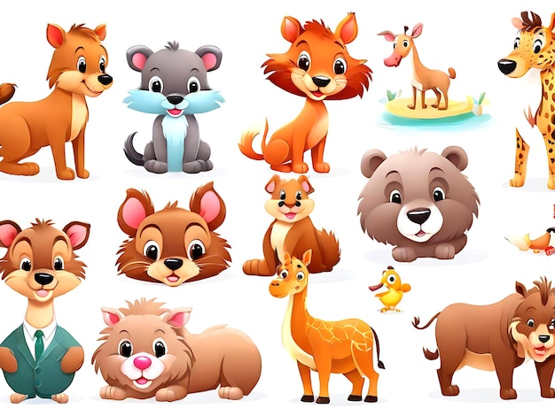 Conjunto vectorial libre de imágenes de animales antropomórficos generadas por IA