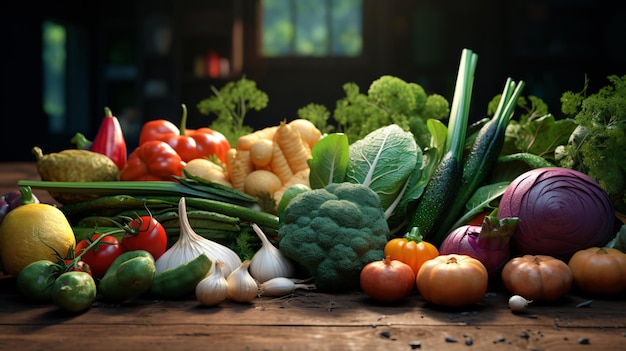 Conjunto de verduras frescas