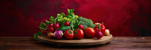 Foto un conjunto de verduras jugosas sobre la mesa una foto comercial con un lugar para el texto un estandarte