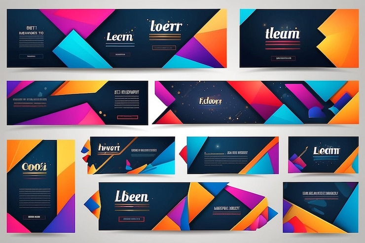 Foto conjuntos de modelos web de banners de design geométrico abstrato e antecedentes de negócios