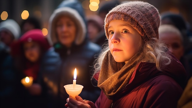 Para conmemorar Candlemas la gente está sosteniendo velas AI generativa