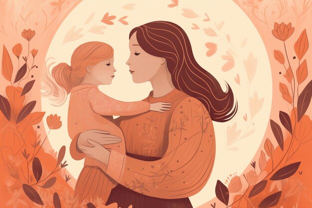 Conmovedor diseño de ilustración del Día de la Madre creado con IA generativa