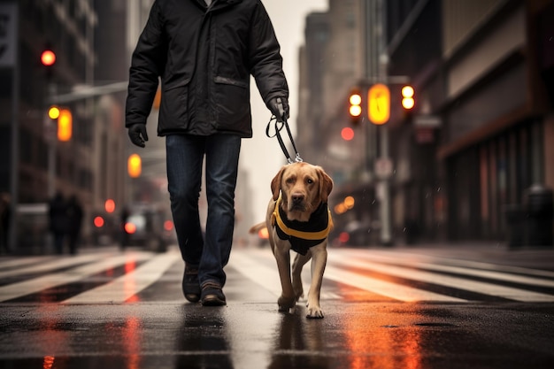 Conmovedor momento entre un perro guía y una persona ciega