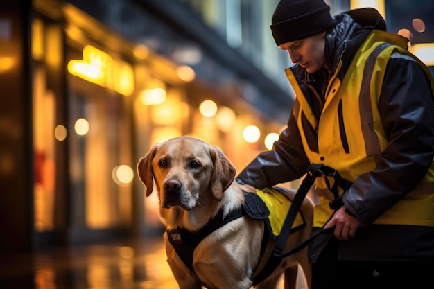 Conmovedor momento entre un perro guía y una persona ciega