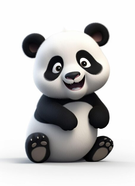 La conmovedora mascota 3D Avatar el lindo bebé panda abrazando la naturaleza la paz el fondo blanco