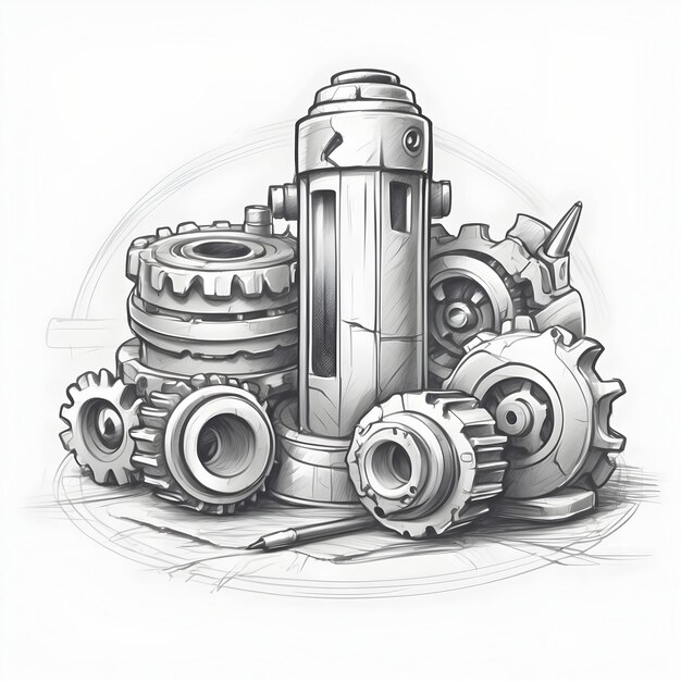 Ícono del engranaje mecánico del engrenaje de la rueda de engranajes del sistema de engrenajes de la maquinaria industrial del mecanismo de engreneo del engraneamiento técnico