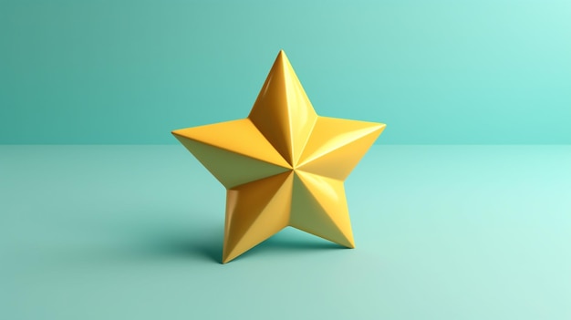 Ícono de estrella amarilla 3d Fondo con el mejor elemento de revisión Calificación de calidad superior IA generativa