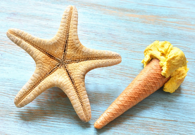 Cono de estrella de mar y helado