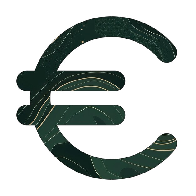 Ícono del euro con textura de oro de mármol verde