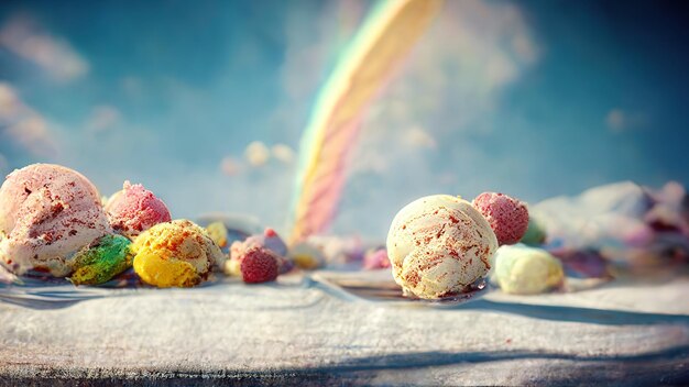 Cono de galleta de helado colorido