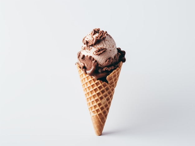 Foto cono de helado aislado en el fondo blanco simple