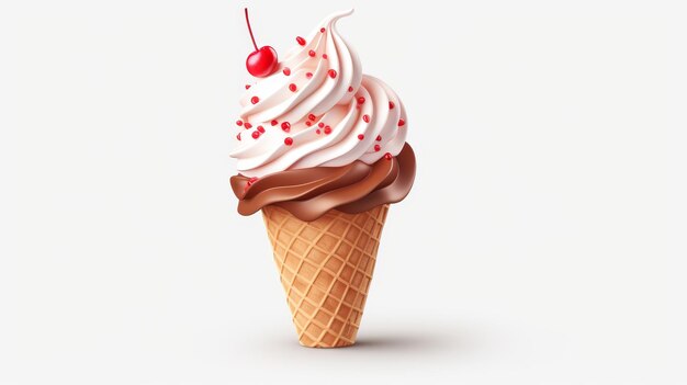 Foto cono de helado aislado en fondo blanco