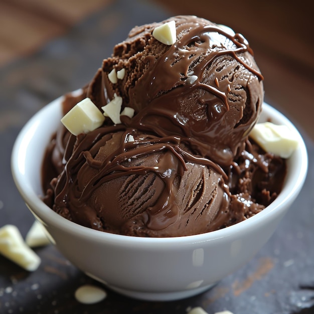 Foto cono de helado con bolas de helado de diferentes sabores
