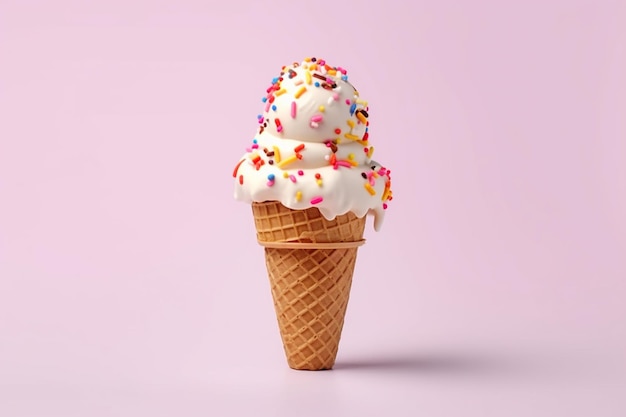Un cono de helado con chispas de arcoíris