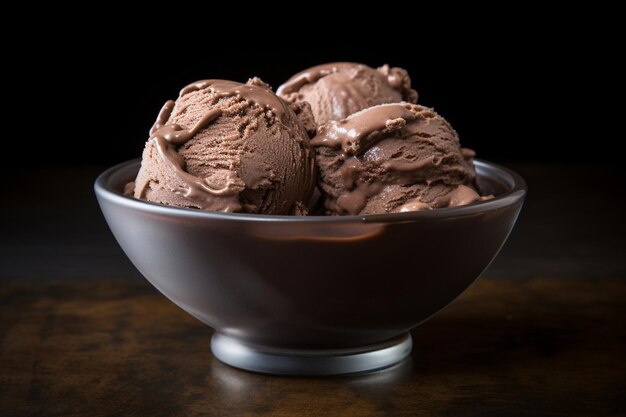 Cono de helado de chocolate en un día de verano