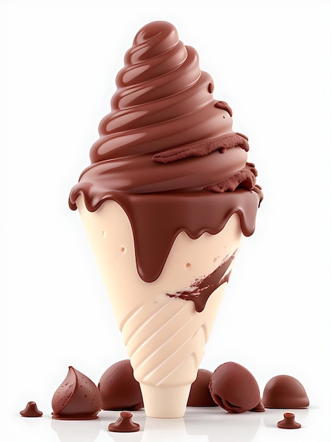 Un cono de helado de chocolate con glaseado de chocolate GENERADO POR IA