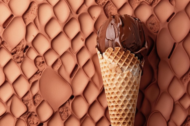 Cono de helado de chocolate para el verano AI generativo