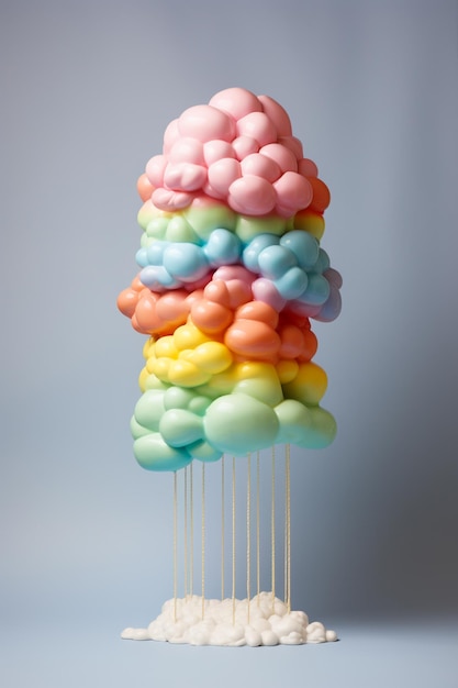 un cono de helado de colores tiene la forma de un caramelo