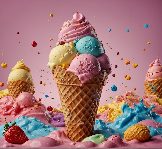 cono de helado de colores