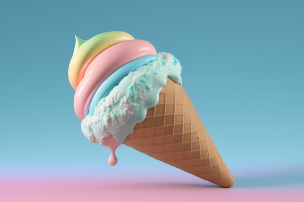 Un cono de helado colorido con la palabra helado en él