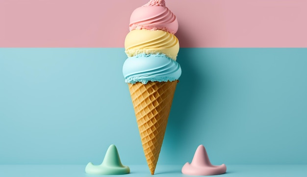 Cono de helado en concepto de verano con IA generativa