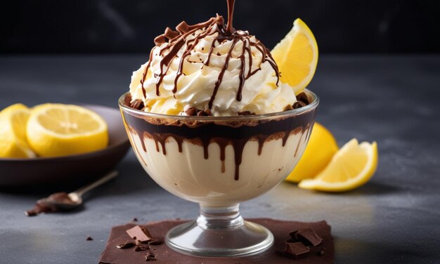 Foto un cono de helado con una cuchara de helado en la parte superior