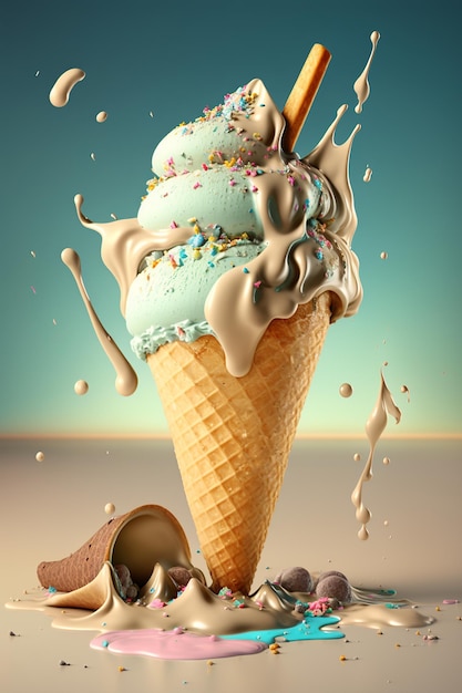 El cono de helado es hermoso IA generativa