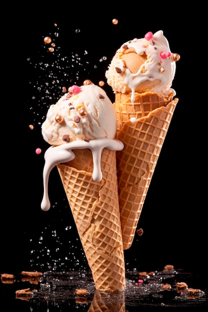 El cono de helado es un hermoso verano IA generativa