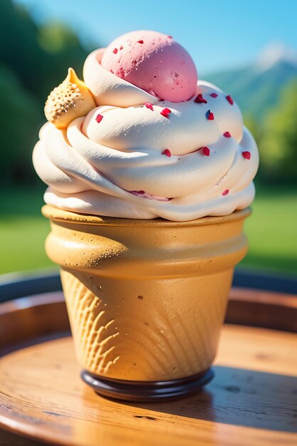 El cono de helado favorito del verano es delicioso Sorbet cremoso fondo de papel tapiz gourmet fresco