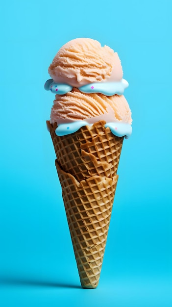 Cono de helado con fondo azul