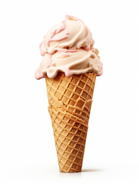 un cono de helado con glaseado rosa y glaseado rosa