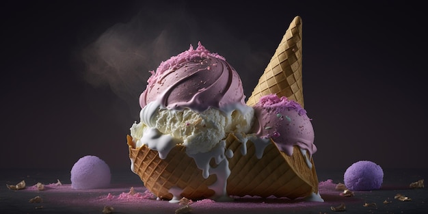 Foto cono de helado mentolado y refrescante