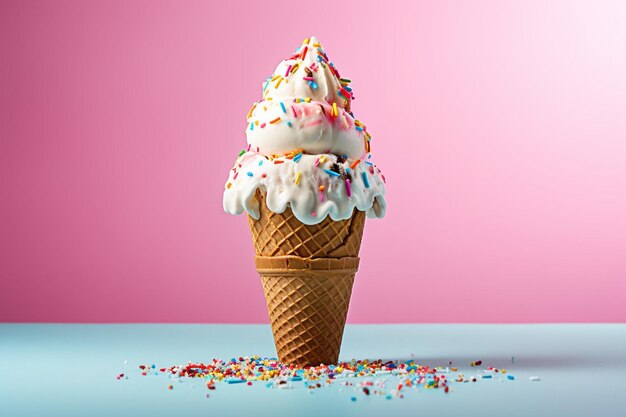 Cono de helado con un remolino de masa de galletas de chocolate