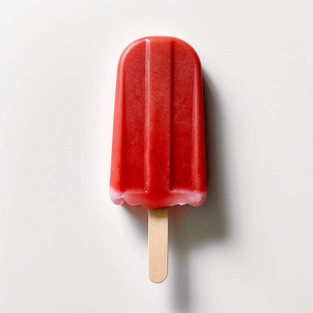 un cono de helado rojo con un palo en el medio.