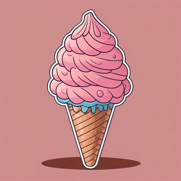 Un cono de helado rosa con un cono de helado rosa.