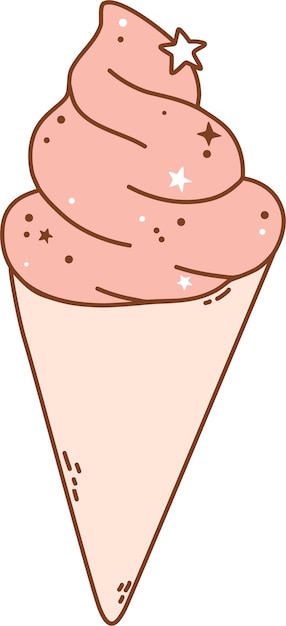 un cono de helado rosa con un helado rosa en él