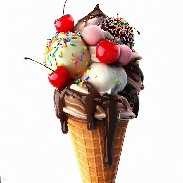 Un cono de helado de vainilla con chispas encima