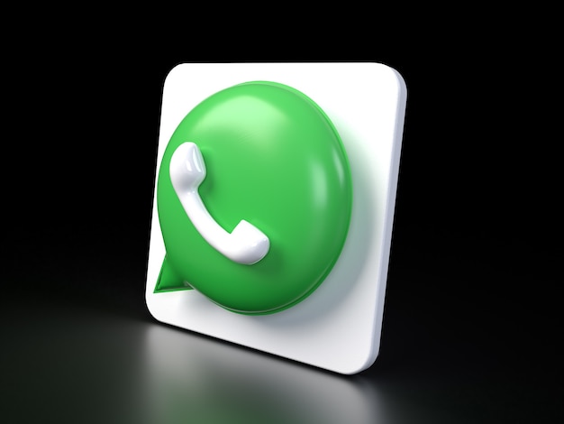 Ícono del logotipo del círculo de Whatsapp 3D Premium Photo Representación mate brillante 3D