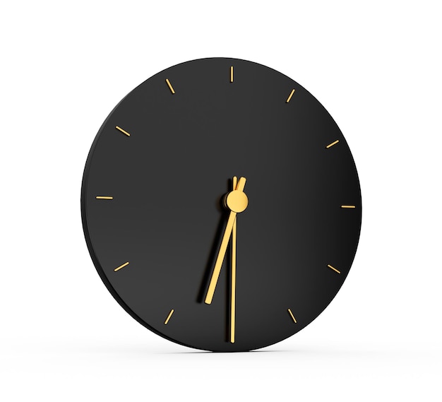 Ícono de reloj de oro premium aislado y media pasadas Seis en punto icono negro 6 30 Icono de tiempo Seis treinta