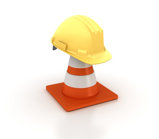 Cono de tráfico 3D con casco