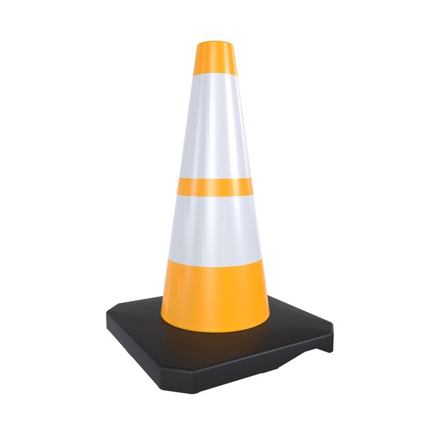 Cono de tráfico naranja aislado sobre fondo blanco