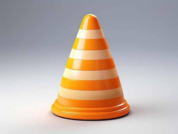 un cono de tráfico naranja se sienta en la parte superior de una superficie blanca en el estilo de retoque mínimo