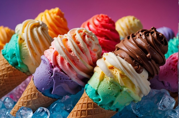 Los conos de helado en el arco iris